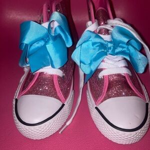JoJo Siwa Pink Glitter Sneakers with Blue Bows